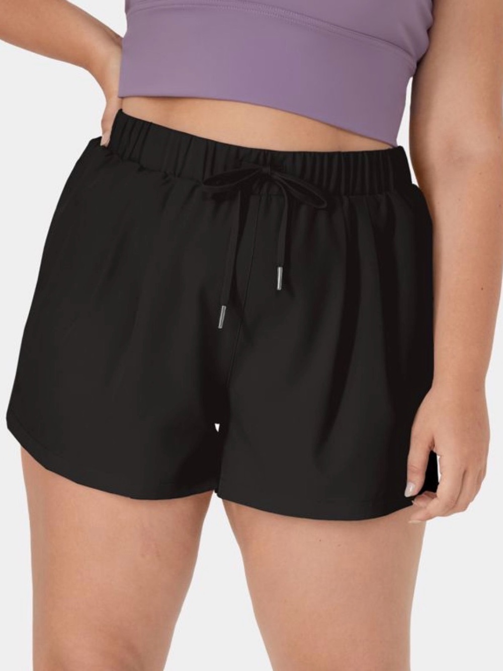 HALARA Black Elastic Waist Athletic Shorts
